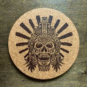 Aztec Clipart 16 Laser Engraved Cork Coaster